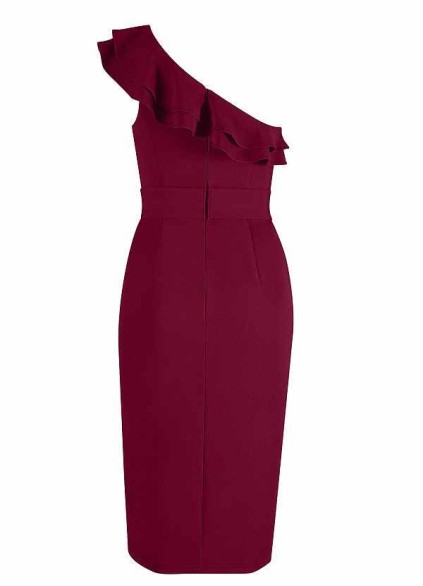 AZ Occasions One Shoulder Ruffle Midi Dress AZ Occasions One Shoulder Ruffle Midi Dress