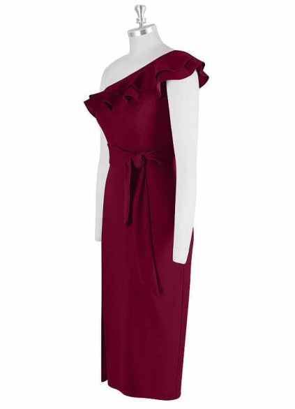 AZ Occasions One Shoulder Ruffle Midi Dress AZ Occasions One Shoulder Ruffle Midi Dress