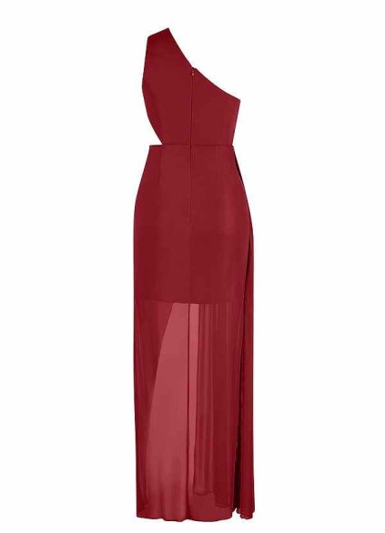 AZ Occasions Mesh One Shoulder Side Cutout Draped Dress AZ Occasions Mesh One Shoulder Side Cutout Draped Dress