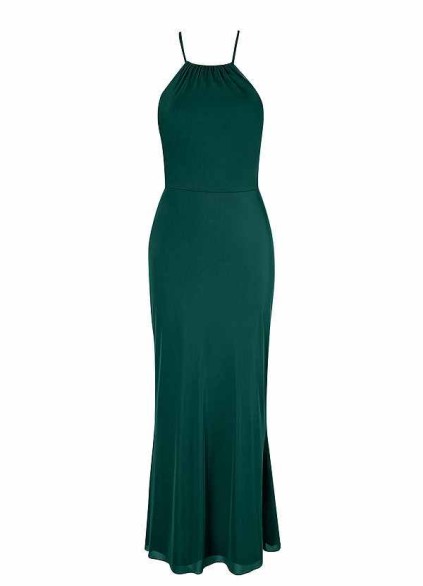 AZ Occasions Midi Mesh Halter Dress with Lace Up Back AZ Occasions Midi Mesh Halter Dress with Lace Up Back