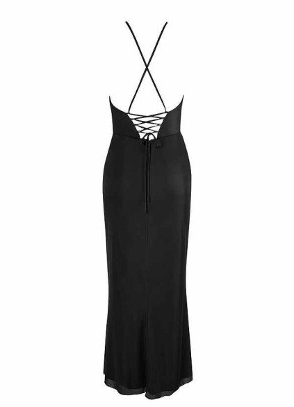 AZ Occasions Midi Mesh Halter Dress with Lace Up Back AZ Occasions Midi Mesh Halter Dress with Lace Up Back